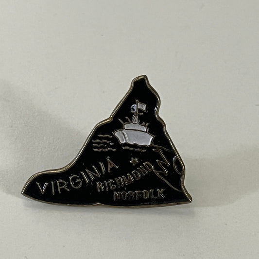State of Virginia Richmond Norfolk Vintage Lapel Pin Enamel Pinback Button SD6