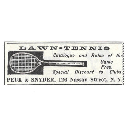 Lawn Tennis Peck & Snyder Nassau St. NY c1890 Victorian Ad AE8-CH11