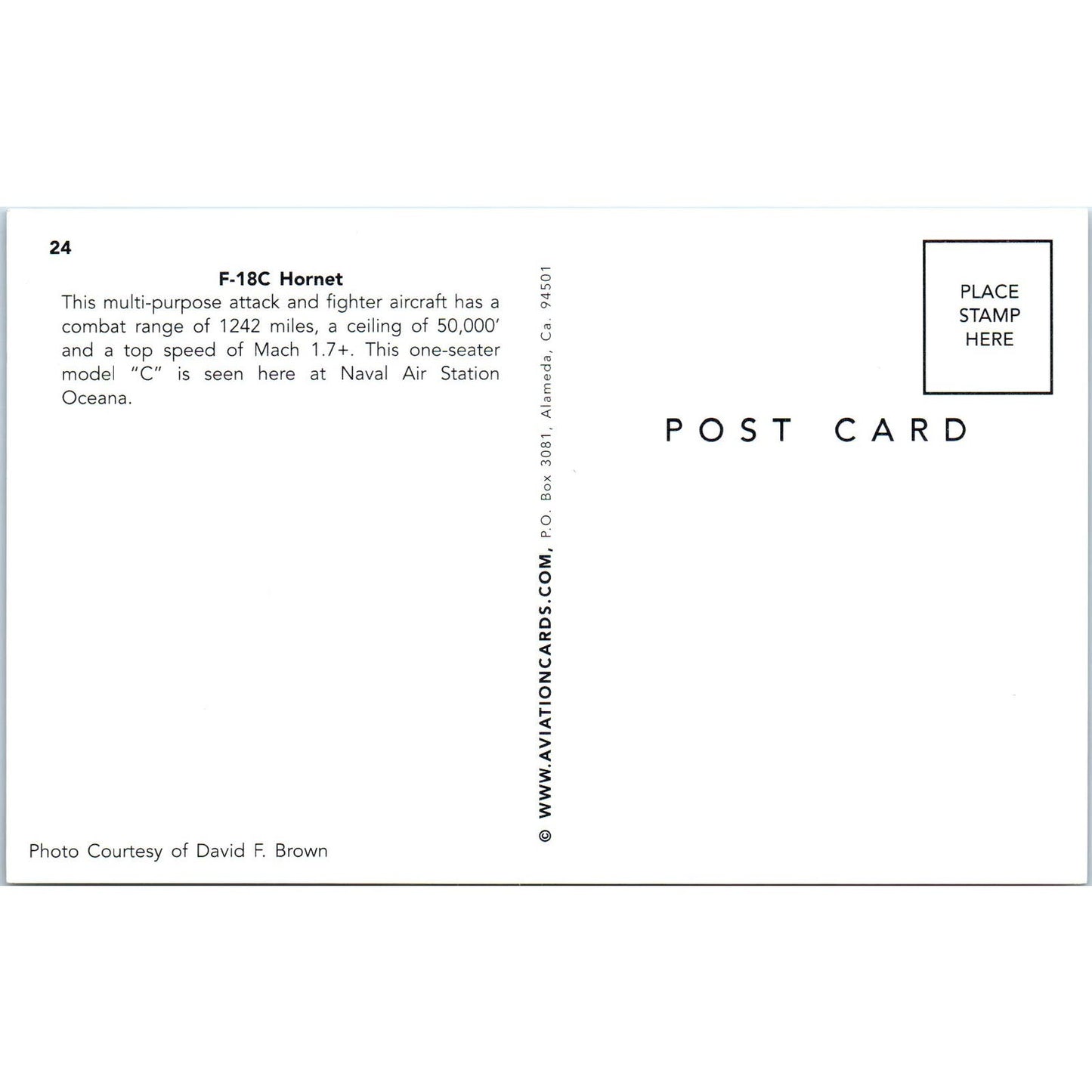 F-18C Hornet Vintage Postcard PC2