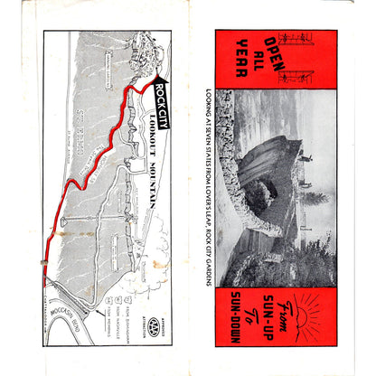 c1970 Rock City Gardens Lookout Mountain TN Fold Out Travel Brochure & Map AE8