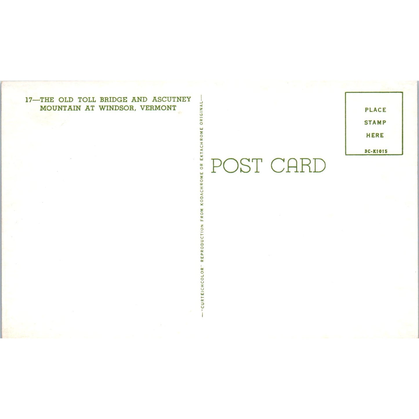 Toll Bridge & Ascutney Mountain Windsor VT Vintage Covered Bridge Postcard PC15