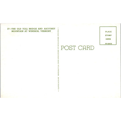 Toll Bridge & Ascutney Mountain Windsor VT Vintage Covered Bridge Postcard PC15