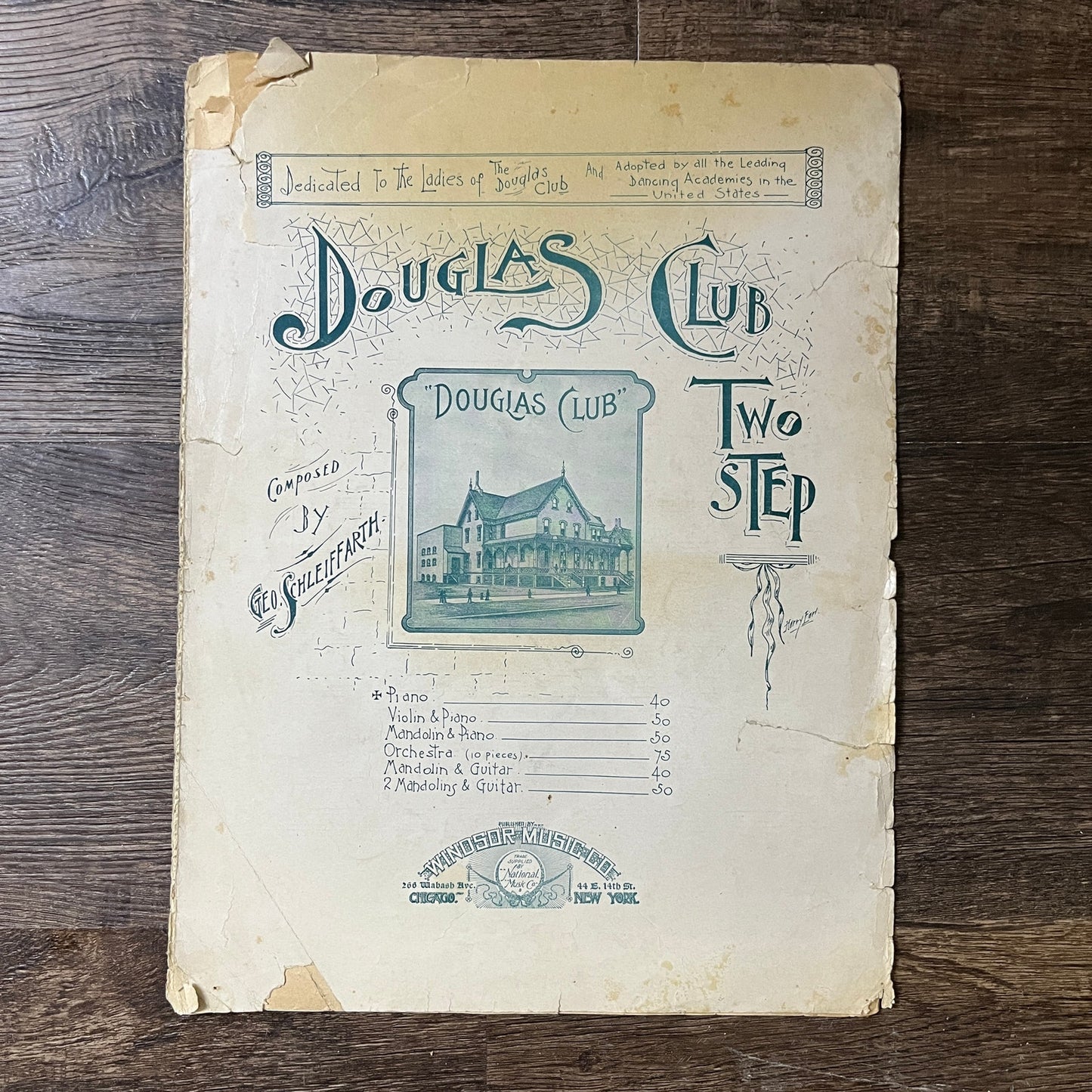 Douglas Club Two Step Geo. Schleiffarth 1898 Sheet Music V13