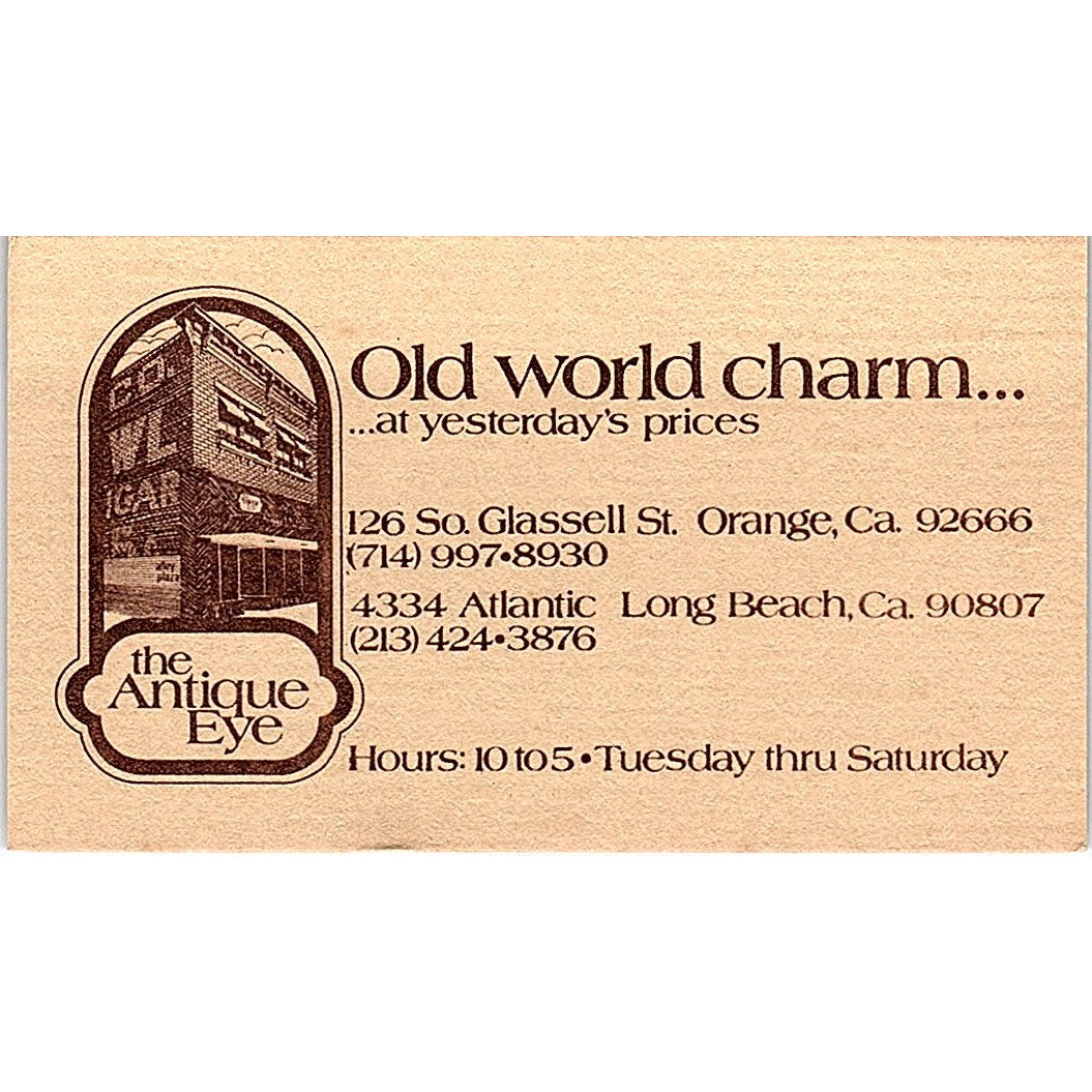 The Antique Eye Long Beach, Orange CA Vintage Business Card SE3-B16