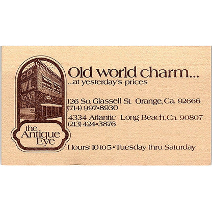 The Antique Eye Long Beach, Orange CA Vintage Business Card SE3-B16