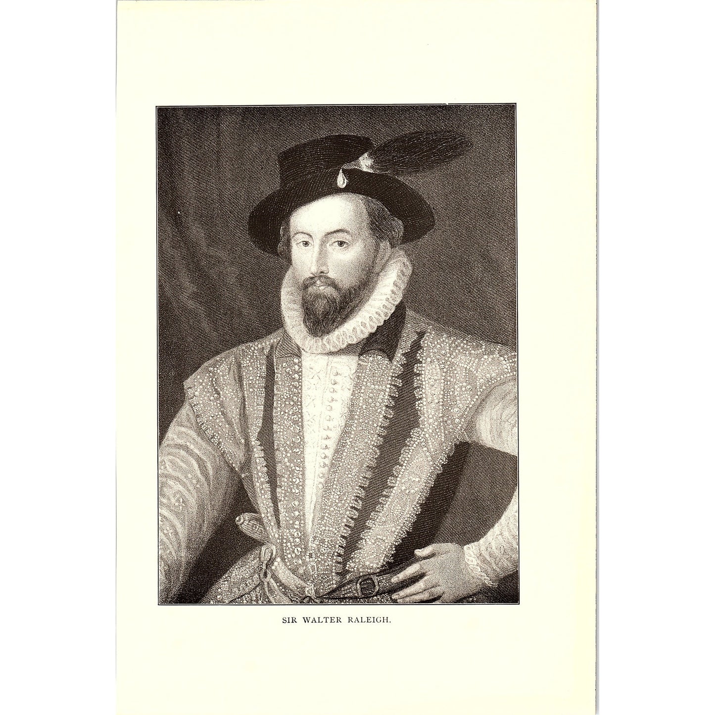 Sir Walter Raleigh Engraving Vintage Art Print 7x10 V6
