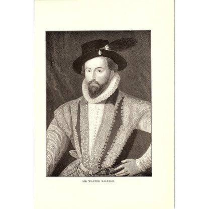 Sir Walter Raleigh Engraving Vintage Art Print 7x10 V6