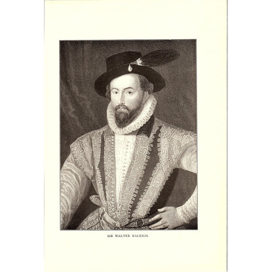 Sir Walter Raleigh Engraving Vintage Art Print 7x10 V6