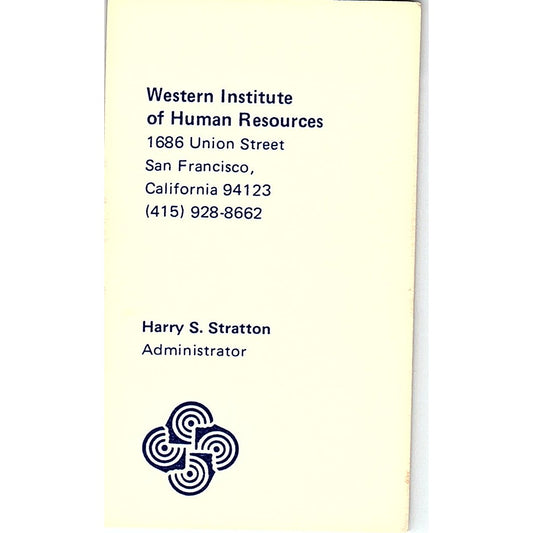 Harry S Stratton Western Institute of Human Resources San Francisco Card SD9-B10