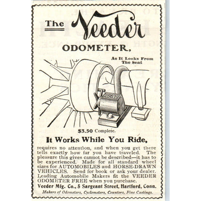 The Veeder Odometer Hartford CT c1905 Original Magazine Advertisement AE7-A2