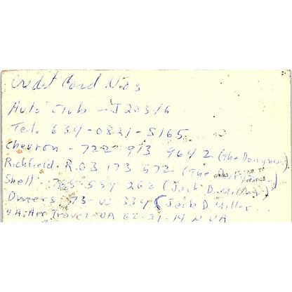 Jack D Miller The Dairyman Paramount CA Vintage Business Card SD9-B10