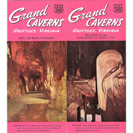 Grand Caverns Grottoes Virginia US 340 - 1960s Travel Brochure TH2-TB3