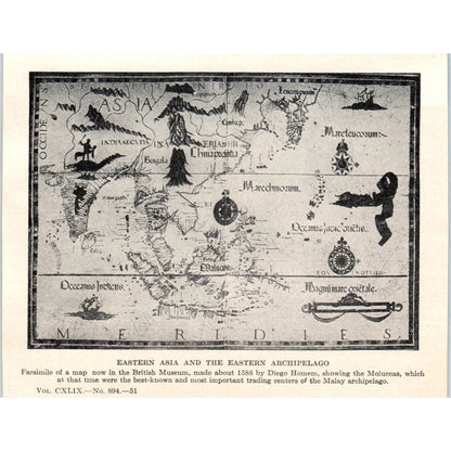 Map of Eastern Asia and the Eastern Archipelago 1924 Magazine Clip AF2-A1