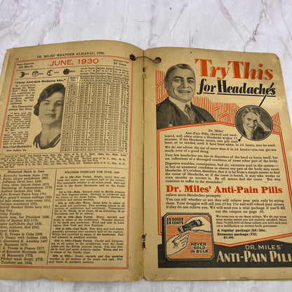 1930 Dr. Miles New Weather Almanac Elkhart Indiana TJ5-E1