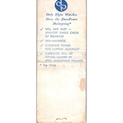 Harycki Jewelers Thorp WI Elgin Watches Vintage Matchbook Cover SD2-Y7