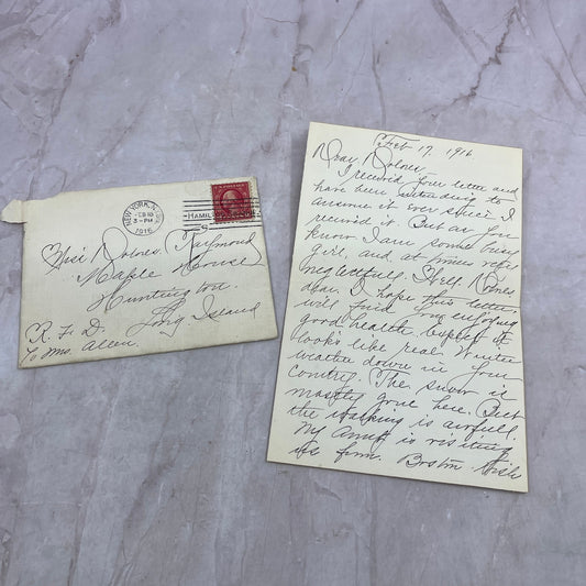 1916 Original Handwritten Letter Dolores Raymond Long Island NY TJ5-E1