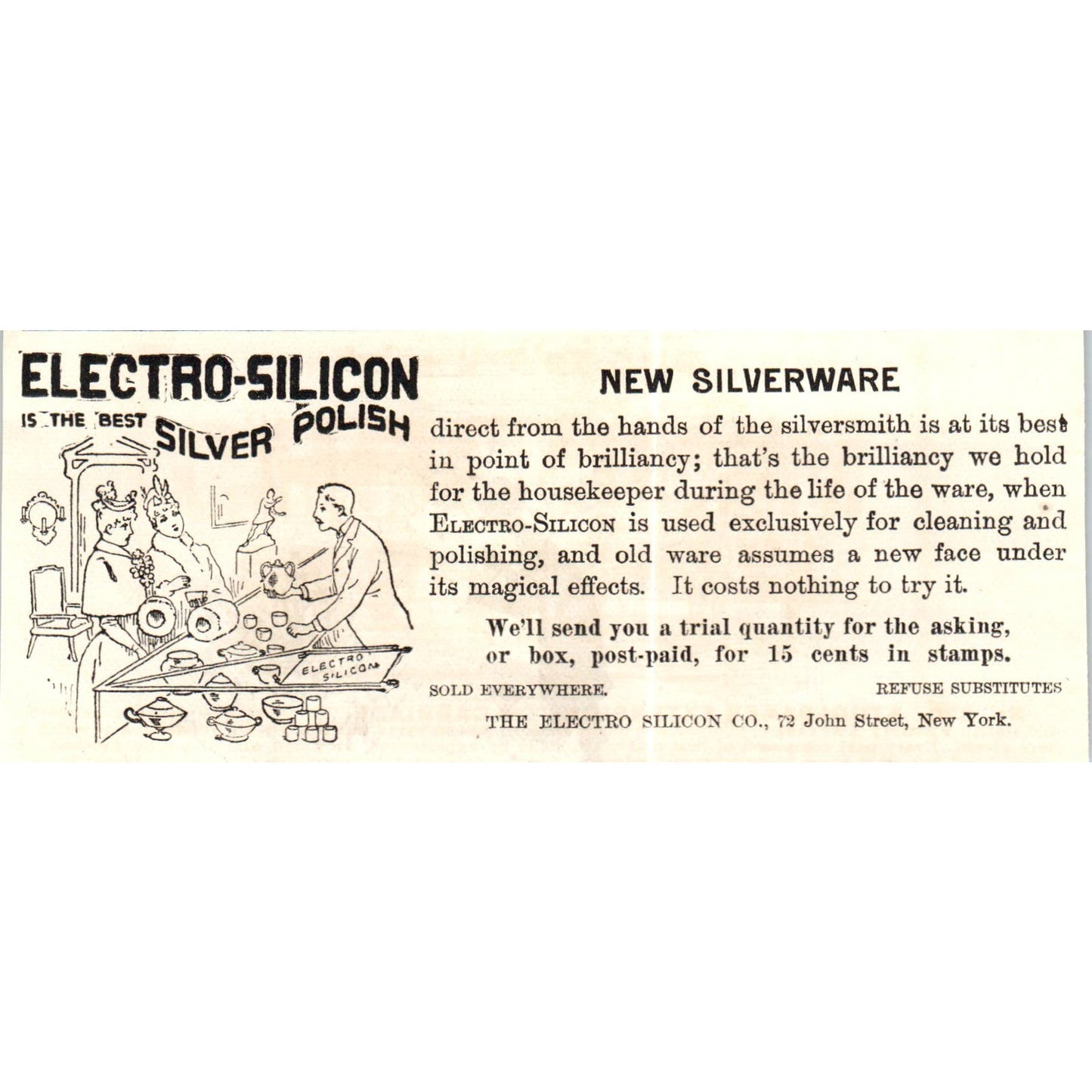 Electro-Silicon Silver Polish NY c1890 Victorian ad AE8-CH3