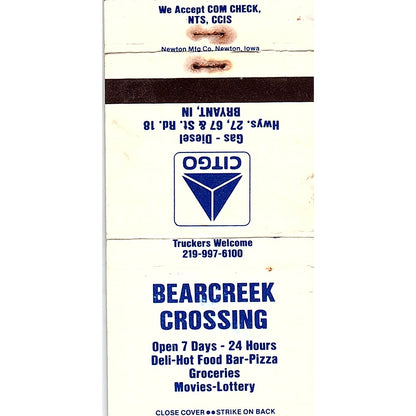 Bearcreek Crossing Bryant Indiana Vintage Matchbook TB6-MB2-12