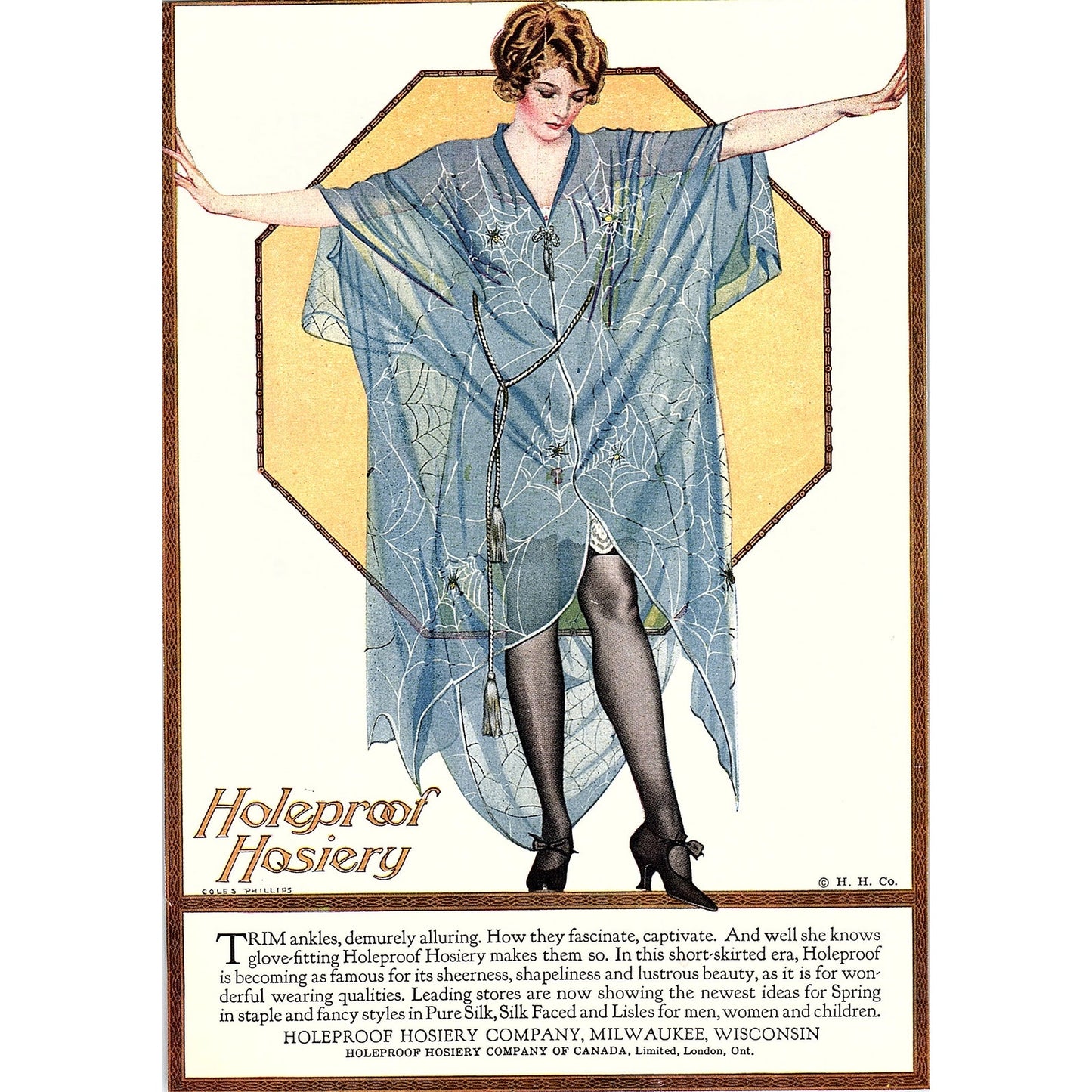 Holeproof Hosiery Co Milwaukee WI Lingerie Cole S Phillips Art c1920 Ad AF8-9