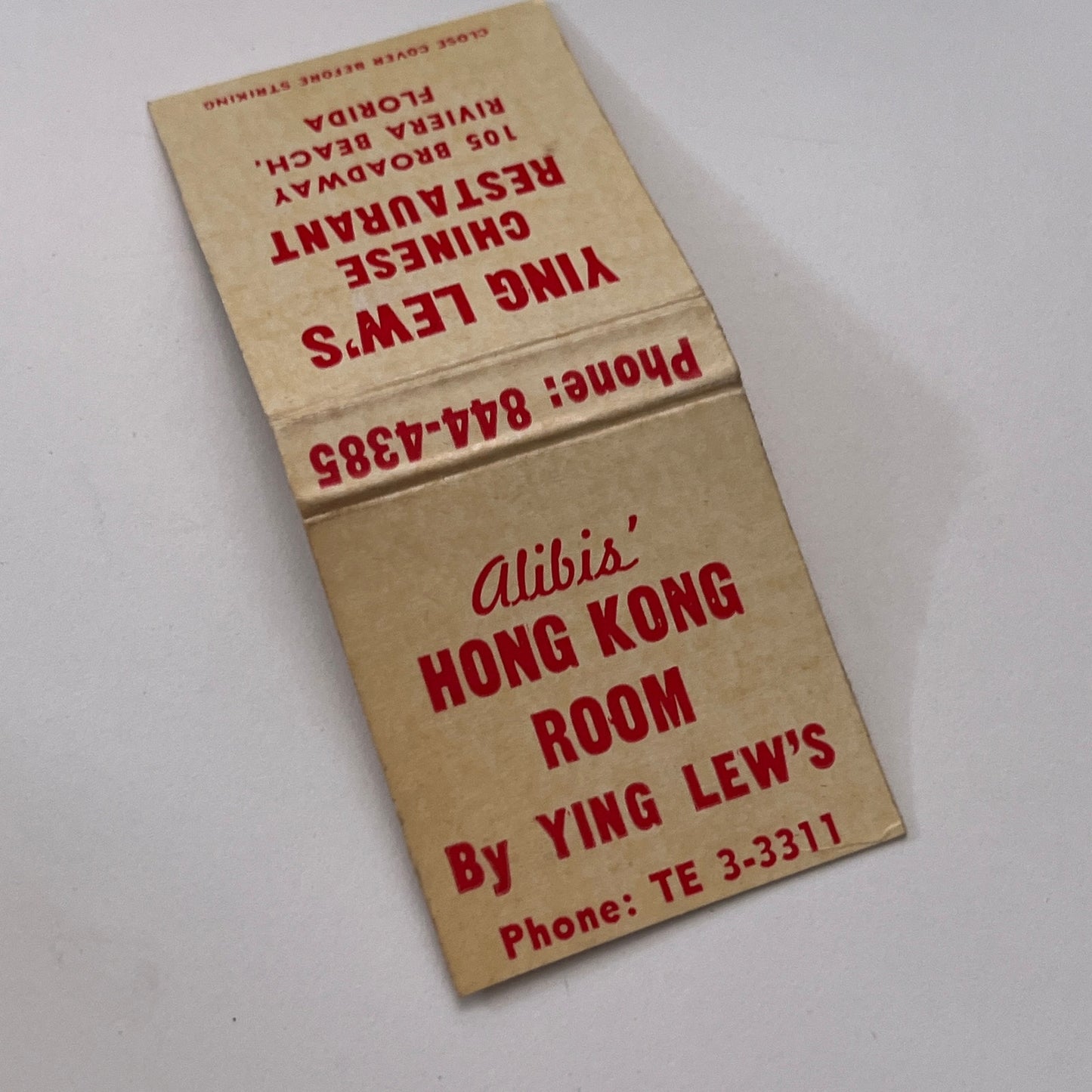 Ying Lews Chinese Restaurant Riviera Beach FL Vintage Matchbook Cover TB8-MB-11