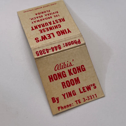 Ying Lews Chinese Restaurant Riviera Beach FL Vintage Matchbook Cover TB8-MB-11