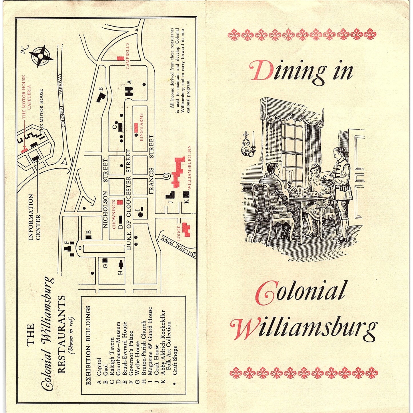 Dining in Colonial Williamsburg VA Vintage Travel Brochure TH2-TB5