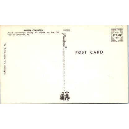 Amish Man Selling Wares Rte 30 Lancaster Pennsylvania Dutch Country Postcard PD8