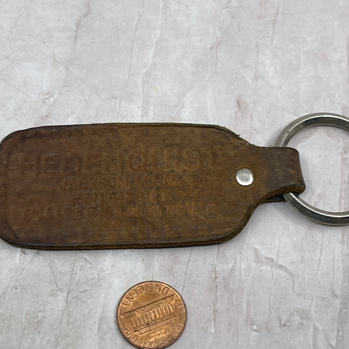 Vintage Hedenquist GM and Chevy Jackson MN Leather Keychain SF4
