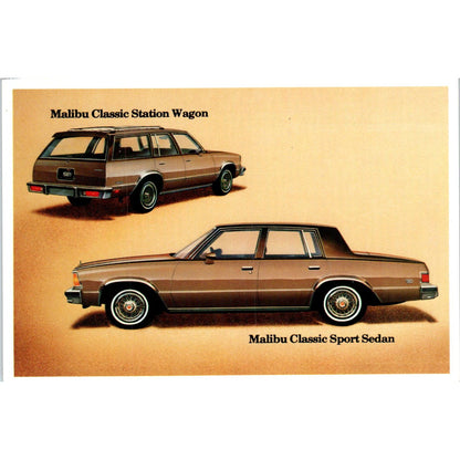 Chevrolet Chevy Malibu Classic Station Wagon & Sedan Vintage Postcard PC12