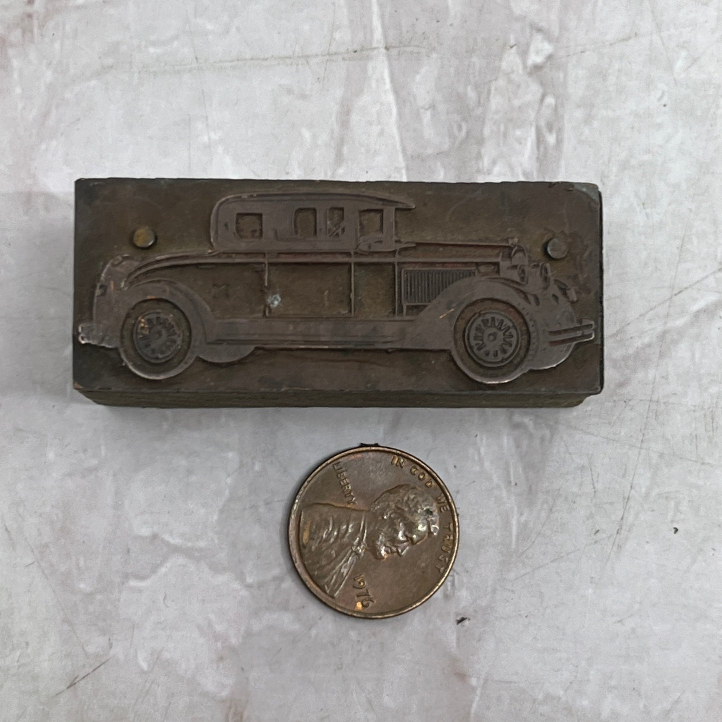 1920s Cadillac Sedan Vintage Letterpress Printers Block Plate SF5