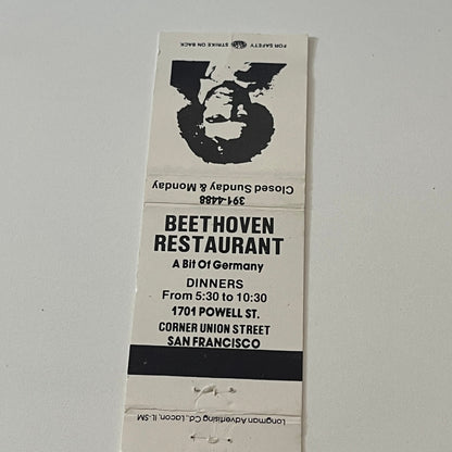 Beethoven Restaurant Union Street San Francisco Vintage Matchbook MM5-7