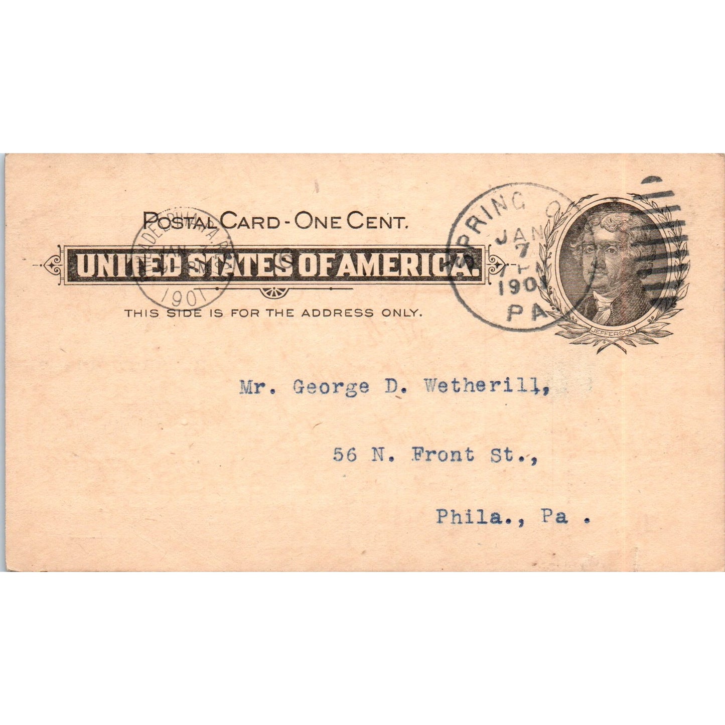 1901 Penn Window Glass Co. Spring City PA Postal Mailing Card PE4