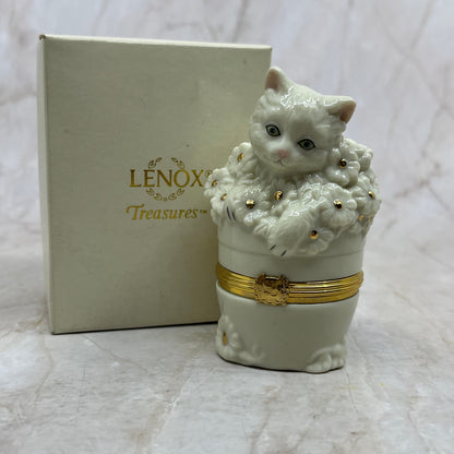 Lenox Treasures Porcelain Inquisitive Kitten Box Trinket Box 3" TI8
