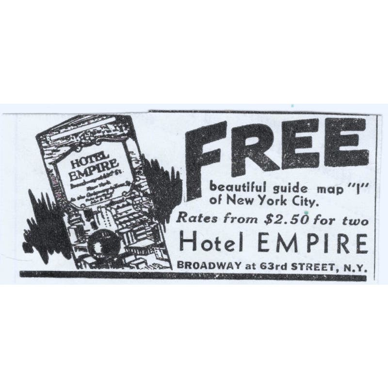 Hotel Empire Broadway New York City 1930s Magazine Advertisement AE4-I3