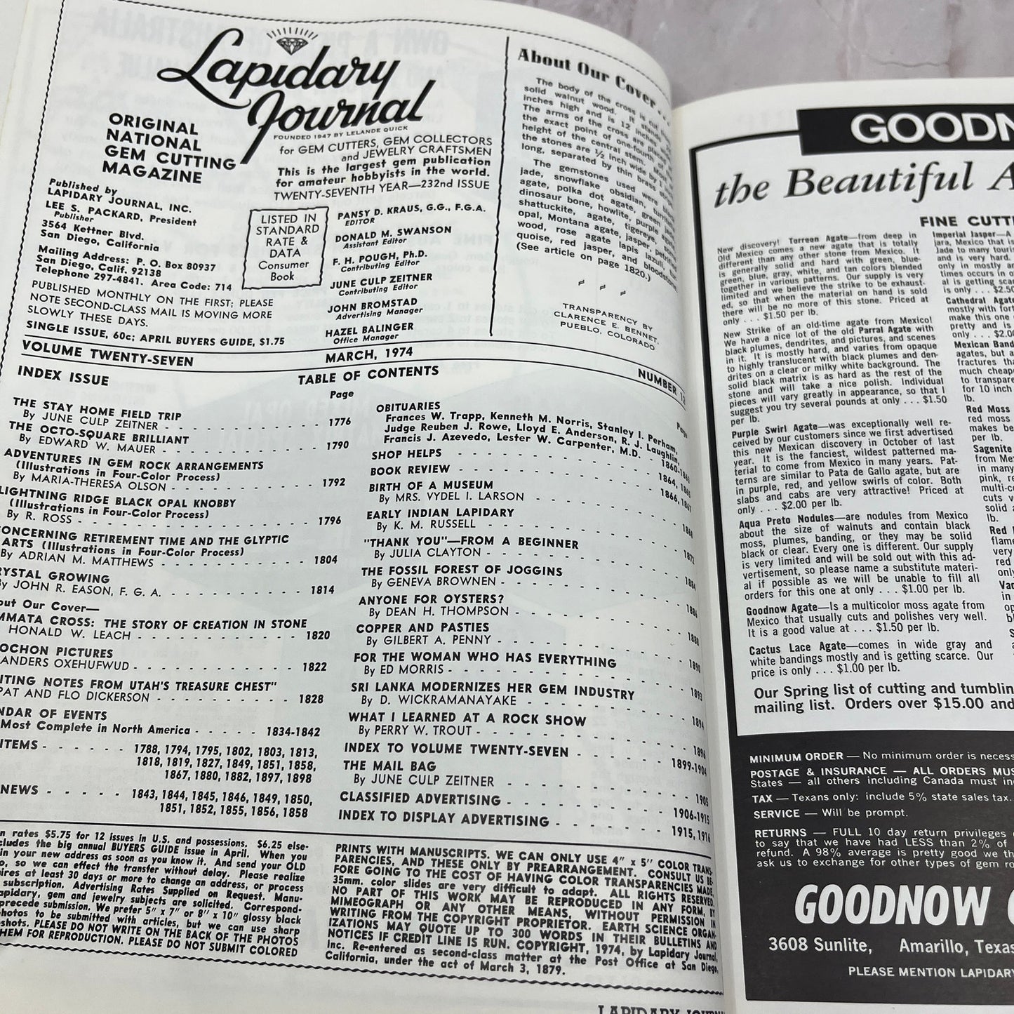 Gemmata Cross - Lapidary Journal Magazine - Mar 1974 M28