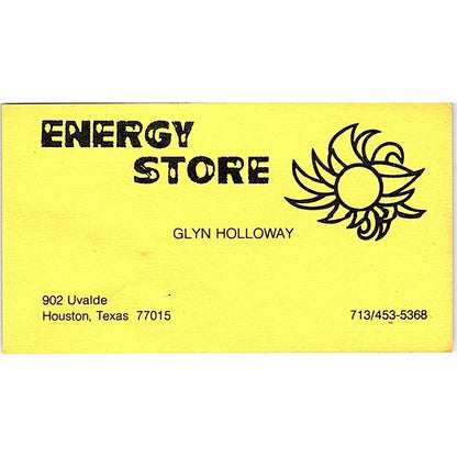 Energy Store Glyn Holloway Houston Texas Vintage Business Card SB4-B8