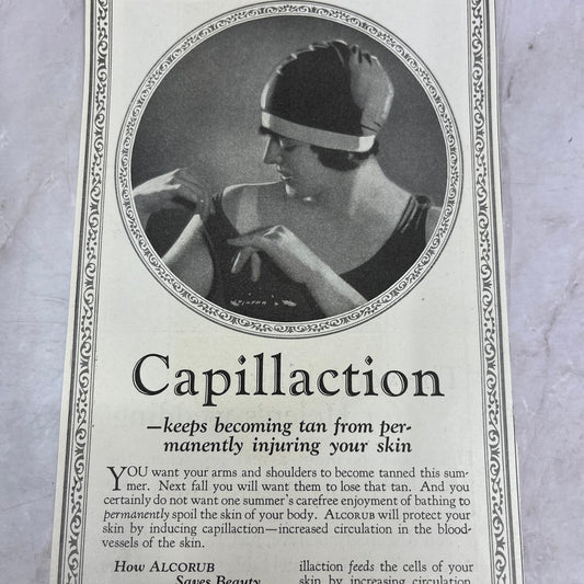 Alcorub Skin Care Capillaction US Industrial Alcohol Co 1924 Magazine Ad FL6-11