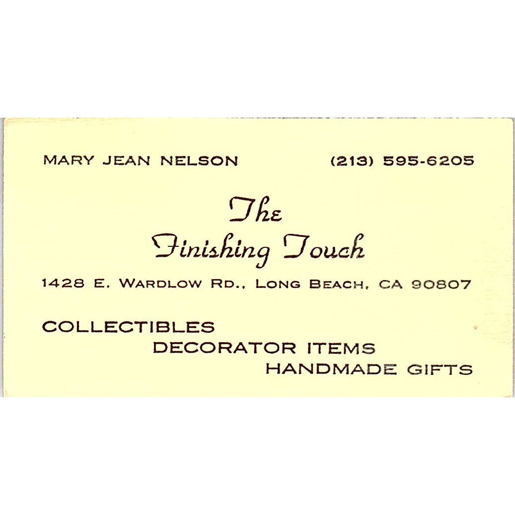 The Finishing Touch Mary Jean Nelson Long Beach CA Business Card SB4-B10