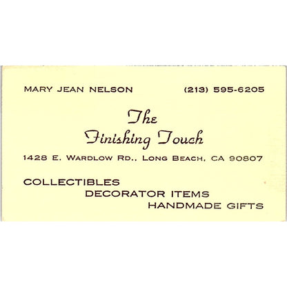 The Finishing Touch Mary Jean Nelson Long Beach CA Business Card SB4-B10