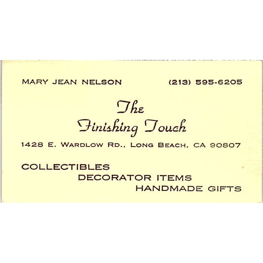 The Finishing Touch Mary Jean Nelson Long Beach CA Business Card SB4-B10