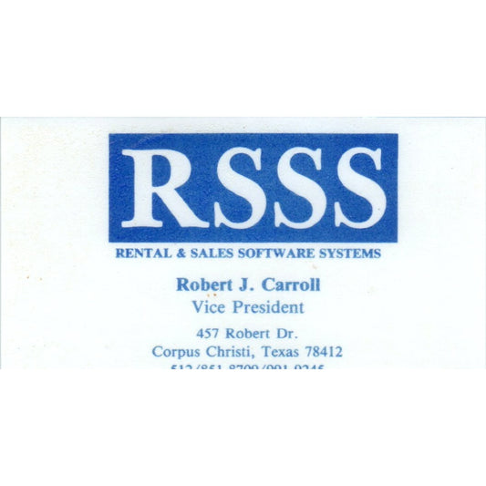 Robert J Carroll RSSS Corpus Christi Vintage Business Card SD8-B4