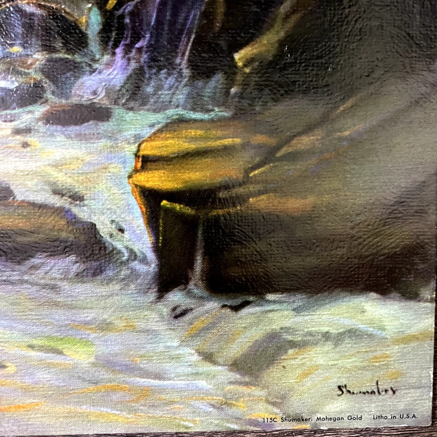 Shumaker: Mohegan Gold Seascape Lithograph Vintage Art Print 11x14 V11