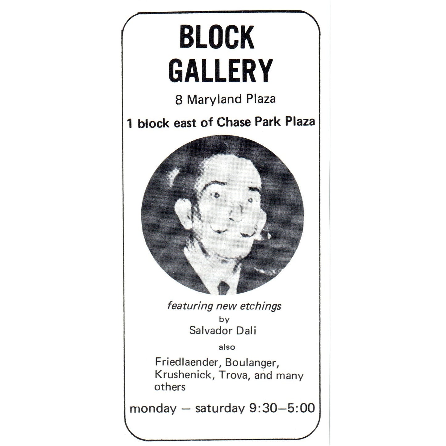 Block Gallery Salvador Dali Exhibit St. Louis 1971 Magazine Ad AD8-H4