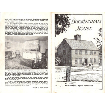 Buckingham House Mystic Seaport Mystic CT Vintage 1960s Travel Brochure SAI1-2