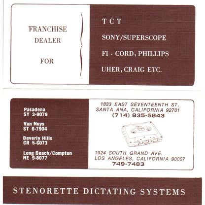 Win Easley All Makes Dictating Machine Los Angeles Vintage Business Card SE3-B3
