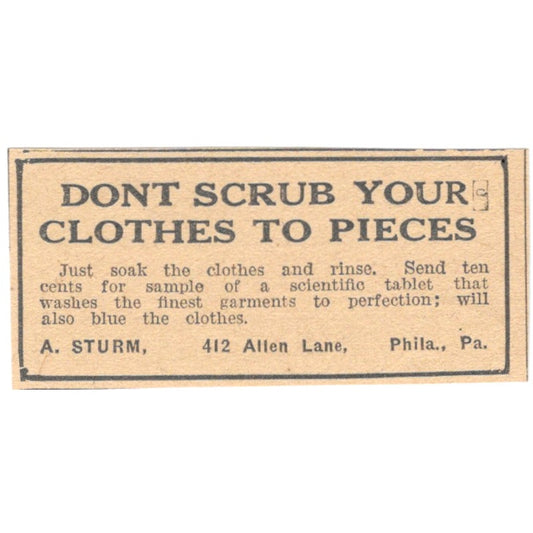 A. Sturm Laundry Bluing Tablets Philadelphia PA 1922 Magazine Ad AF2-T6