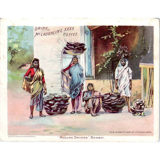 1880s Manure Dryers Bombay McLaughlin's Coffee Large Victorian Trade Card AE9-LT