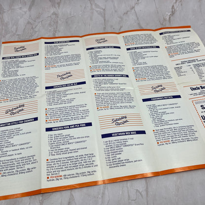 1985 Uncle Ben's 7 Day Rice Diet Recipe Guide Fold Out Pamphlet TG7-EK