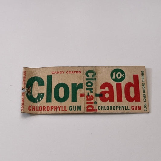 Clor-Aid Chlorophyll Gum Vintage Matchbook Cover TB6-MB1-15
