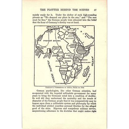 Map of Germany's Possessions in Africa Prior to 1914 - 1919 WWI Map Print AF9-14